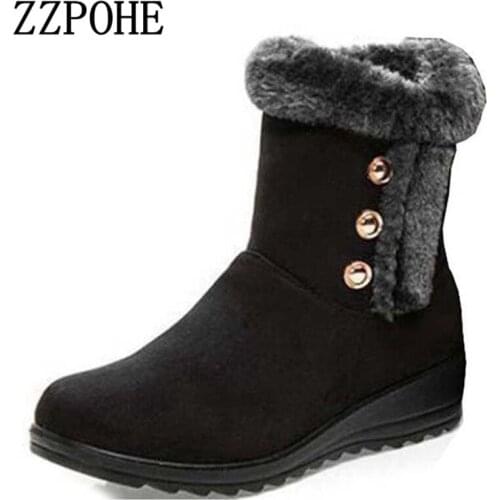 ZZPOHE women winter boots womens flat comfortable ankle boots Waterproof non-slip button elderly casual Warm Soft Snow Boots