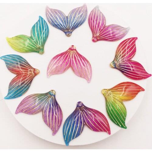 New 10pcs Mix Resin Colorful Mermaid Tail Flat Back Rhinestone 1 hole Appliques DIY Wedding Scrapbook Ornament Craft SF920