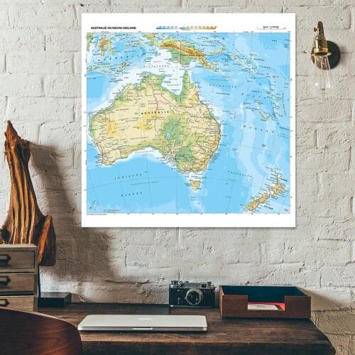 150*150cm Topography Map of The Oceania In Dutch Wall Poster Vinyl Canvas Painting Classroom Home Decoration School Supplies