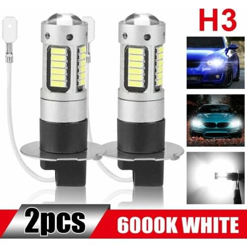 2Pcs H3 Super Bright LED Fog Driving DRL Light Bulbs Kit 6000K White 100W