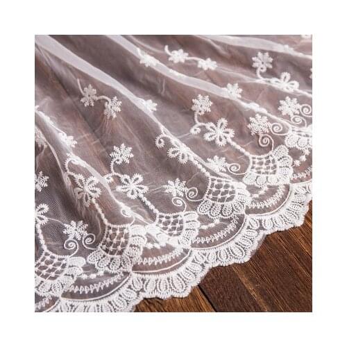 2Yards 32cm Pink Ivory Black Mesh Fabric Venise Lace Trim Embroidery Embellishment Sewing Crafts Doll Material Free Shipping