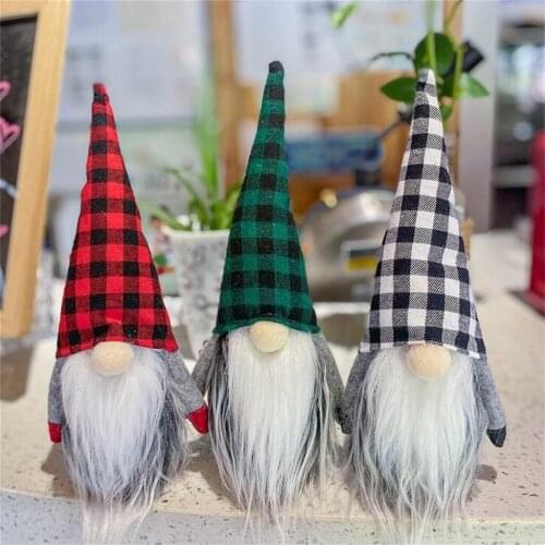2021New Checkered Christmas Faceless Doll Figurine Rudolph Forest Old Man Decor christmas gift adornos para casa decoracion sala