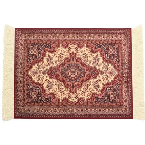 28x18cm Cotton Persian Rug Mat Mousepad Retro Style Carpet Pattern Mouse Pad Red