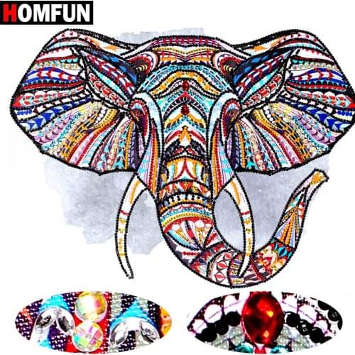 HOMFUN Special Shaped Diamond Embroidery Animal Elephant 5D Diamond Painting Cross Stitch 5D Home Decor Painting 40x30cm