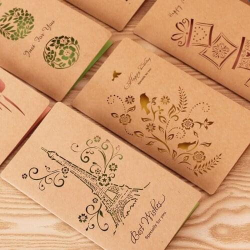 Free ship!1lot=24pc!Hollow kraft paper card / delicate birthday Holiday Greeting Cards /8 model for choice / Valentine cards