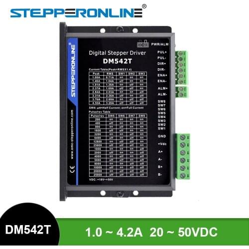 DM542T Stepper Motor Driver 1.0-4.2A 20-50VDC 2-phase Digital Stepper Motor Controller for Nema 17/23 Stepping Motor CNC