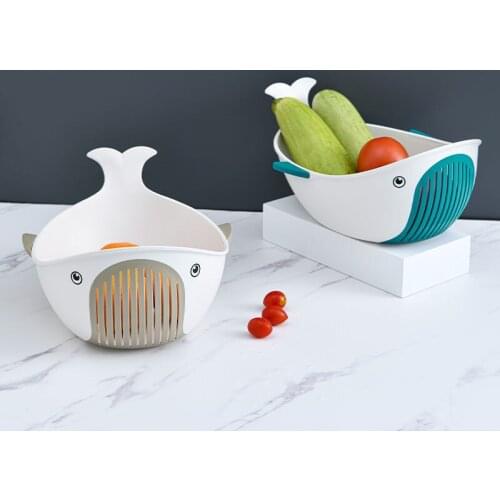 Nordic Whale Fruit Plate Creative Living Room Snack Basket Household Kitchen Fruit and Vegetable Washing Drain Basket