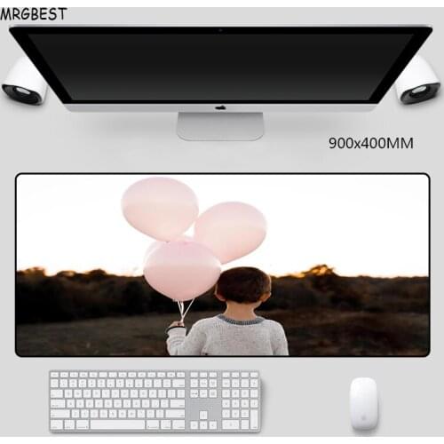 MRGBES Gaming Mouse Pad XXL Unique Game Notebook Mice Mats with Boy and Balloon Photo Thermal Transfer Softy Rubber Locked Edge