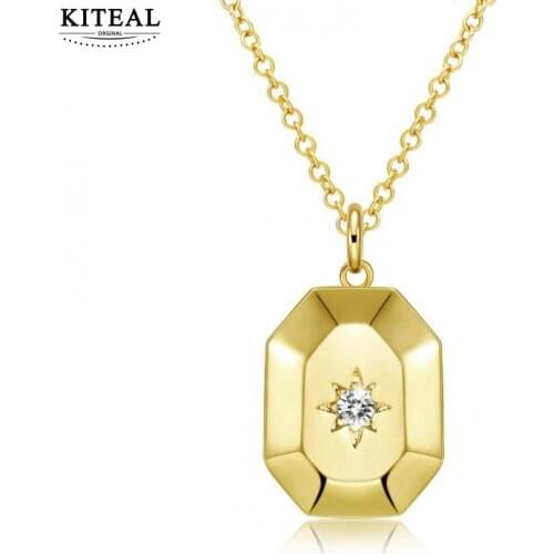 KITEAL NEW!! Gold color Girlfriend necklaces pendants hexagon zircon Golden religious pattern collier femme charms