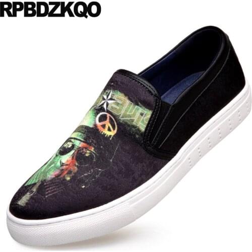 Casual Animal Print Skate Men Shoes Hot Sale Summer Comfort Breathable Black Printed Slip On Sneakers 2021 British Style Walking