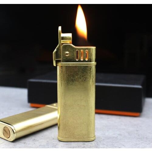 Brass Retro Torch Grinding Lighter Free Fire Flint Wheel Kerosene Gasoline Pipe Lighter Cigarette Oil Windproof Gadgets For Men