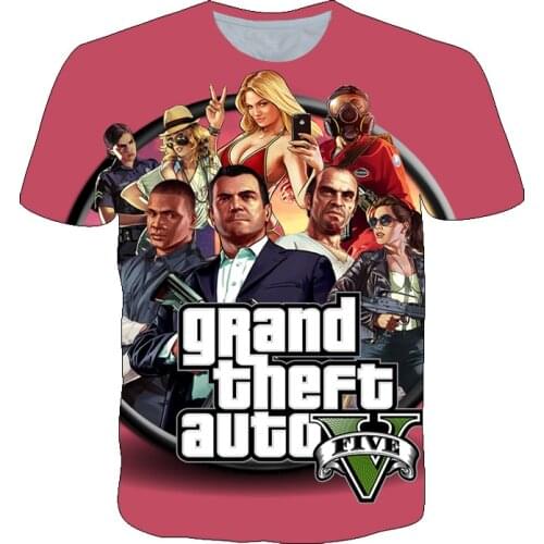 Summer Mens 3D Movie Grand Theft Auto Print T-Shirt Fashion Tee Latest Harajuku Boy Quick-Drying Fabric Clothing Casual Tops