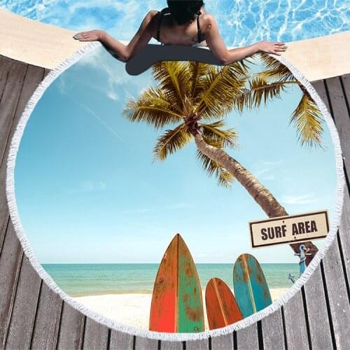 Hot-selling Cross-border Hot Style Superfine Fiber Seaside Car Series Beach Towel Bath Towel Round Towel