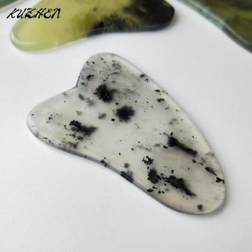 Natural Ink Jade Massage Gua Sha Board Holographic Massage Tablet Face Eye Meridian Scraping Board Guasha Scraper Tool