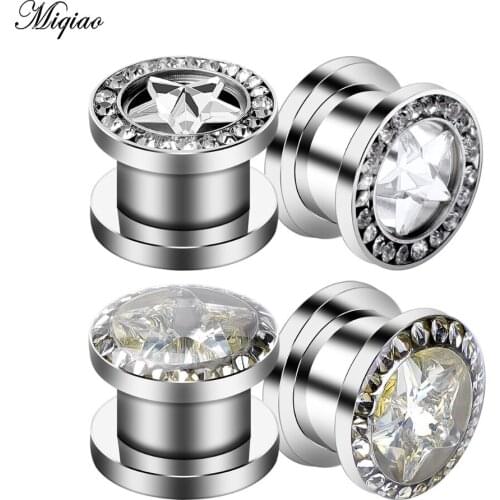 Miqiao New Stainless Steel Five-pointed Star Auricle Ear Stud Earrings Piercing Jewelry Ear Plug