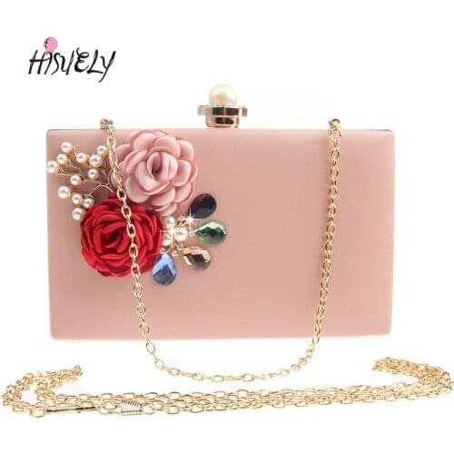 2021 Fashion Pearl Evening Bag for Women Floral Squared Party Evening Purse Chain Shoulder Handbag Free Shipping Wedding WY222