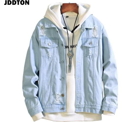 JDDTON New Mens Bomber Jeans Jackets Slim Fit Casual Fashion Vintage Denim Overcoats Male Hip Hop Outwear Streetwear JE120