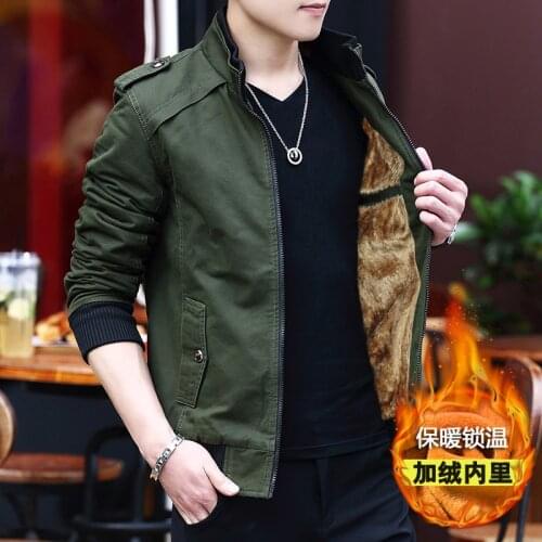 Mens winter coat 2021 new mens jacket windbreaker thickened cashmere mens fashion tooling jacket jacket military mens coat