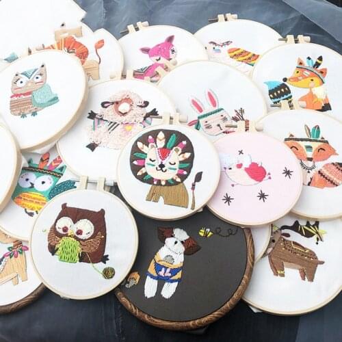 Embroidery Kits Cute Animal Needlework Embroidery Cross Stitch Kits Embroidery for Beginner DIY Art Sewing Craft