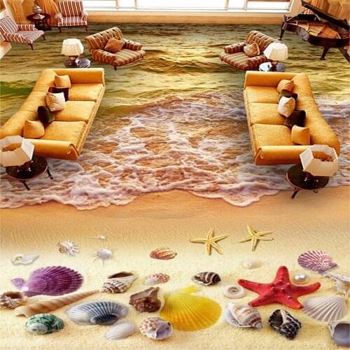 Custom 3D Photo Wallpaper Sunset Golden Sand Bedroom Living Room Mural Sticker Self-adhesive Floor Wallpaper Papel De Parede 3D
