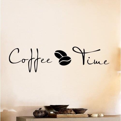 Wall Decals For Kitchen Vinyl Wall Stickers Coffee Time Home Decoration Decor Cafe Window Poster Home Decal Wall Art Mural S-741