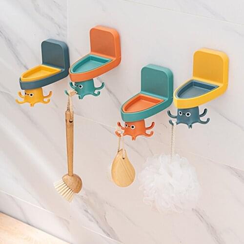 Small Octopus Hook Multifunctional Rotating Shelf Kitchen Bathroom Wall Hook Household Free Punch Seamless Sticker