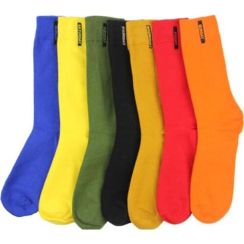 2019 Cotton Crew Socks Men Solid Business Party Mens Compression Socks British Style Casual Weekly Socks Colorful Stocking Long