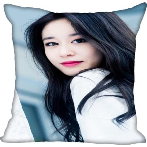 New Custom T-ara Park Ji Yeon Pillowcases Printed Square Silk Pillowcase Home Decorative zipper Satin Pillowcases (One Side)
