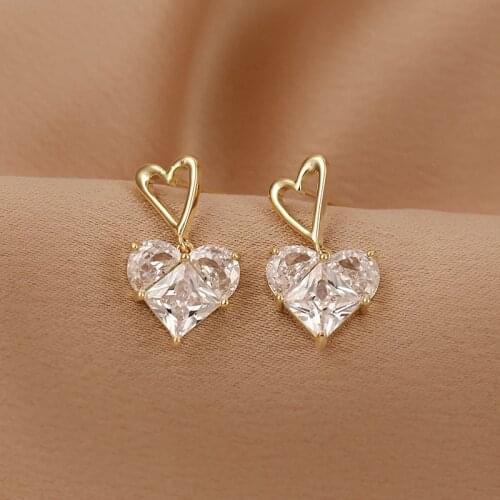 New product release in 2021 Fashion transparent crystal love pendant earrings women sweet fashion jewelry fashion Earrings