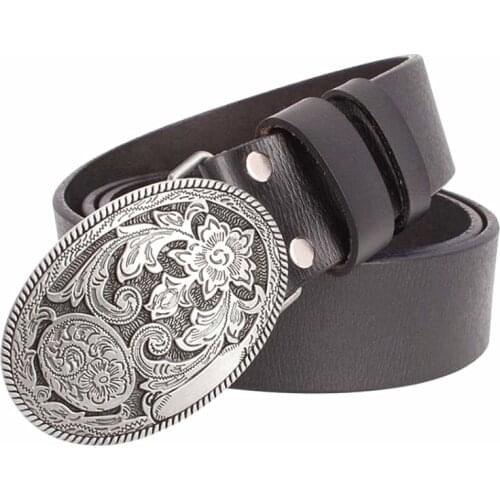 Women Cowskin leather belt Arabesque pattern women genuine leather belt retro palace pattern jeans belt for men