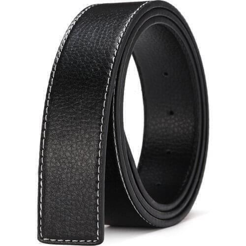 Mens PU Leather Belt Men High Quality Pin Buckle Belt Men No Buckle, belt for men 3.8 cm