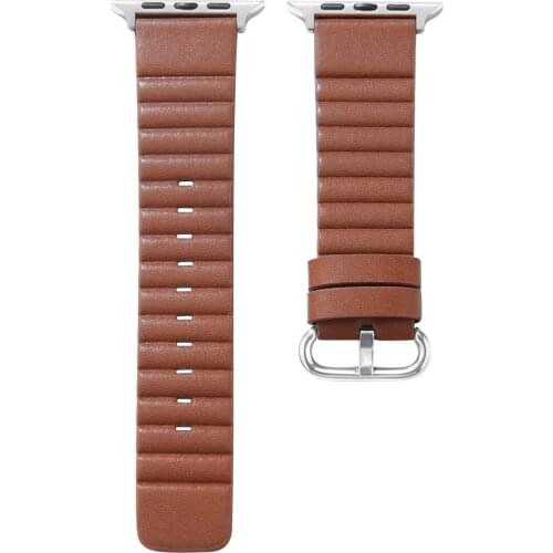 GOOSUU Leather for Apple WatchBands 38mm 40mm 42 44mm for iWatch SE Womens Strap Classic Wristband Series 6 5 4 3 2 1 Brown