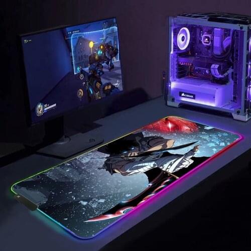 RGB Gaming Mouse Pad solo leveling Computer Gamer Mousepad Large Game Rubber No-slip Mouse Mat Big Mause Pad PC Laptop Keyboard