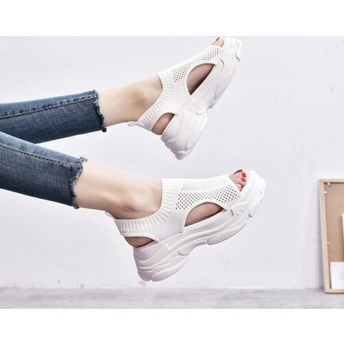 Hot Sale Summer Mesh Breathable Women Sandals Thick Sole Simple Casual Shoes Women Open Toe Women Beach Sandals Women Shoes