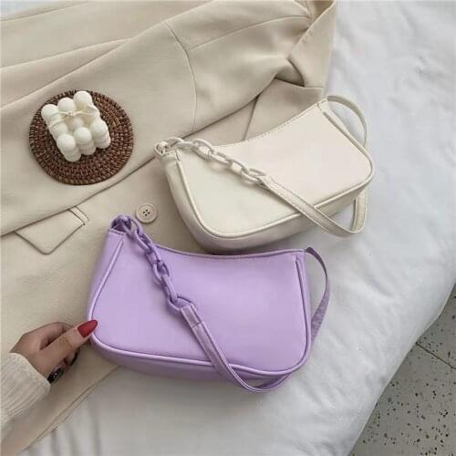 Shoulder Bags For Women Baguette Underarm Hobo Solid Color Bolsa Feminina Chain Officer 2021 Mini All-Match PU Concise Capable