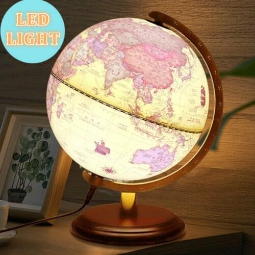 20/25/32cm Retro LED World Earth Globe Map 360 Degree Rotating World Geography Map In English Chinese Desk Decoration Table Lamp