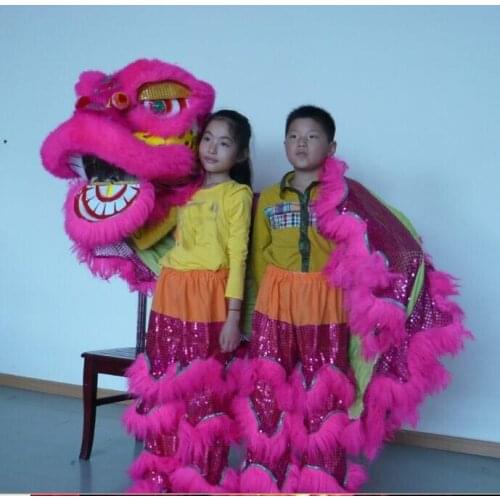 Pink Lion Dance Costume 2 Player 8-12 Age Children Play Party Performance Sport Outdoor Parade Folk Parad Stage Mascot China
