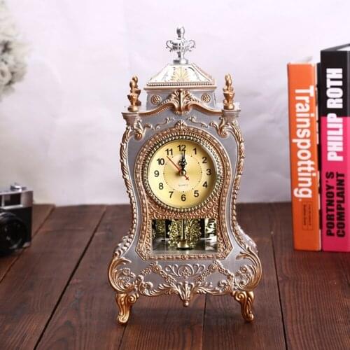 Vintage Clock Antique Desk Clocks Living Room Bedroom Table Creative Decoration Gloden Silver Color