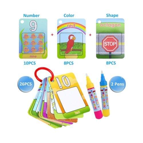 Water Magic Word Cards Water Painting Graffiti Book Card 26pcs Chidrens Early Education Cognitive Cards Colouring Doodle Board