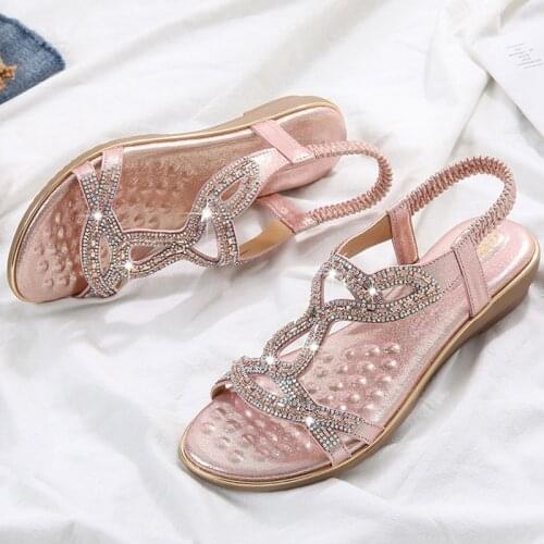 Plus Size 42 Colourtouch Women Flat Sandal Diamond Slippers Gladiator Summer Beach FliP Flops Bling Chains Crystal Mujer