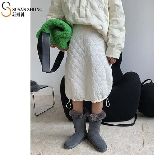 Women Skirts Female Bottom Padded Cozy Athleisure Fall Winter Ball Gown Elastic Waist Pattern Quilted Warm Lace-Up Hem Designer