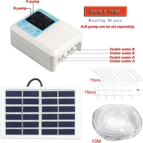 1/2 Pump Intelligent Garden Automatic Watering Device Solar Energy Charging Potted Plant Drip Irrigation Water Pump Timer System