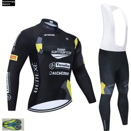 2019 Pro Team Bicycle SAN MARC Black Cycling Jersey Sets Outdoor Sports Clothes MTB Bike Riding Sportswear Long Sleeve 20D