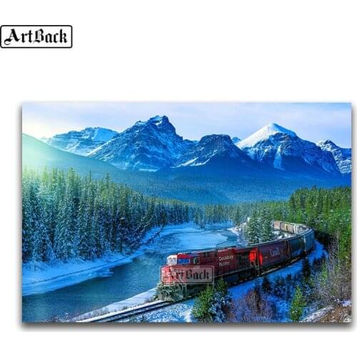 5D Diamond Painting Train Icon Landscape Full Square 3D Diamond Embroidery 100% Rhinestone Mosaic Cross Stitch Art Home Decor