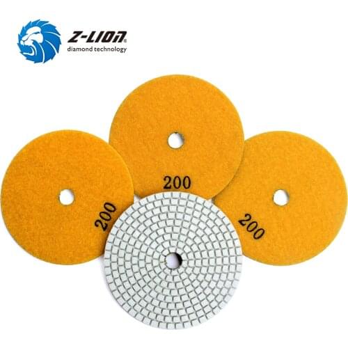 Z-LION 4PCS 4inch Diamond Polishing Pad Granite Polishing Tool Abrasive Wheel Wet Use White Bond Flexible Polishing Wheel