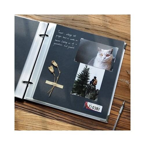 Large-capacity Inner Page DIY Interstitial Album Retro Black Handmade Thin Classmates Memoir 1SET Album And Case