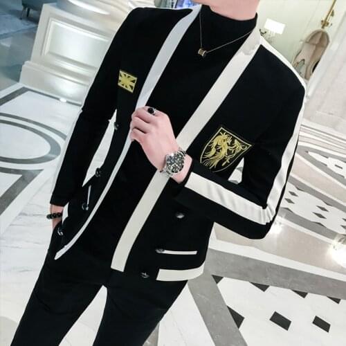 Gold Embroidered Blazer Hombre Mens Slim High Quality Blazer Concert Singer Host Costume Fashion Mens Cardigan Men Blazer
