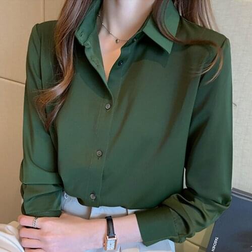 Long Sleeve Women Blouses Blusas Mujer De Moda 2021 Blouse Women Turn Down Collar Office Women Blouse Chiffon Blouse Shirt D425