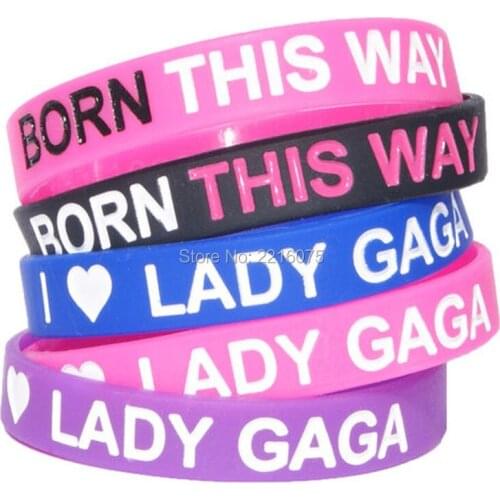 500pcs Born this way lady wristband silicone bracelets free shipping by DHL express