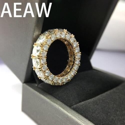 Solid 18K Yellow Gold DF Cushion Round 10.5ctw Moissanite Engagement Ring Full Diaond band For Women